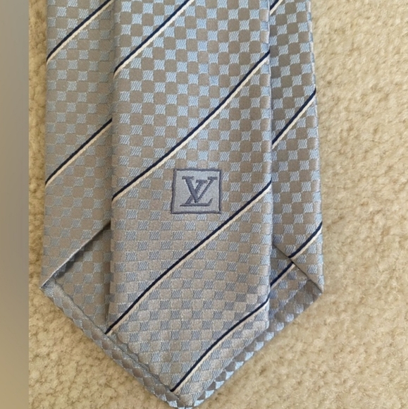 Louis Vuitton Blue Silk Ecu Tie - Picture 9 of 9